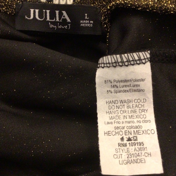 NWOT Julia Womens Size L Gold Glitter One Shoulder Choker Long Sleeve Top - Picture 7 of 7